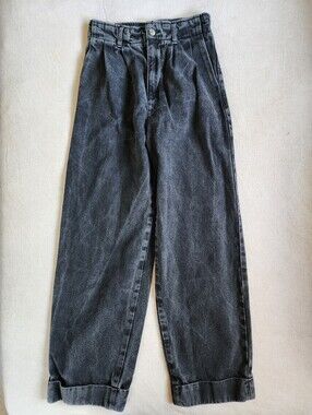 Zara Black Stonewash High-Waist Barrel Jeans